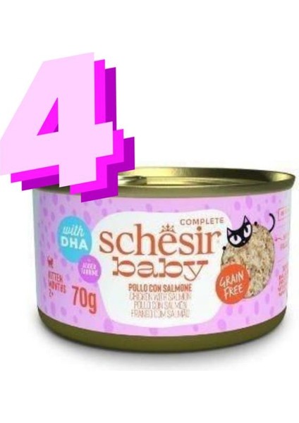 Tavuklu ve Somonlu Yavru Kedi Konservesi 70 gr x 4
