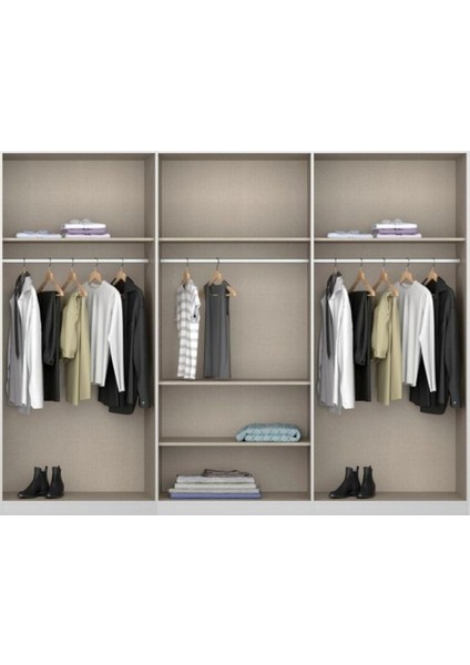 Aleyna Giyinme Dolabı - Çok Amaçlı Dolap - Gardırop 270 cm -6 Kapaklı modelleri