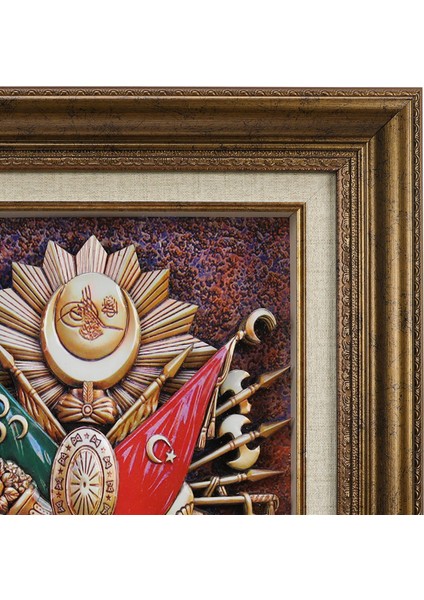 EL İŞÇİLİĞİ OSMANLI ARMASI KAĞIT RÖLYEF TABLO 57*45 cm -5899