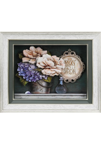 EL İŞÇİLİĞİ BUKET ÇİÇEK KAĞIT RÖLYEF TABLO 52*42 cm -5902