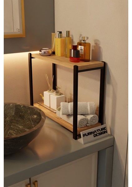 Furnature Design Banyo Düzenleyici 2 Raflı Metal Masa Üstü Organizer - Atlantik Çam