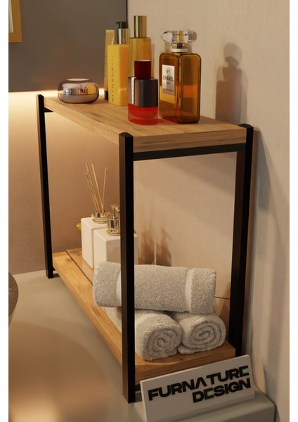 Furnature Design Banyo Düzenleyici 2 Raflı Metal Masa Üstü Organizer - Atlantik Çam