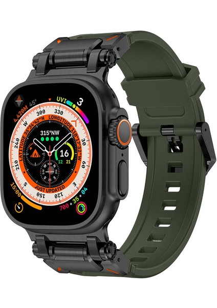 Watch 44MM KRD-101 Titanyum Metal Başlıklı Silikon Kordon