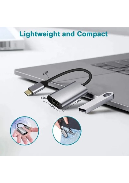 USB 3.1 Type C To HDMI Dönüştürücü 4K 30Hz Macbook Laptop Görüntü Çevirici Adaptör