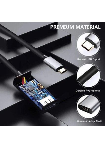 USB 3.1 Type C To HDMI Dönüştürücü 4K 30Hz Macbook Laptop Görüntü Çevirici Adaptör