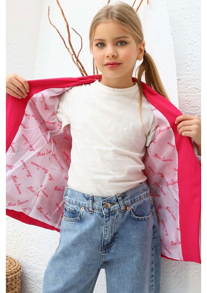 Kız Çocuk Bol Kesim Pantolon ve Blazer Ceket Pembe Alt Üst Takım indirimleri