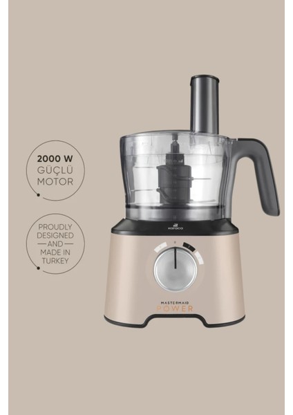 Mastermaid Power Essential Iconic Beige Mutfak Robotu, Blender Seti 2000 W