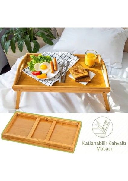 Katlanır Ayaklı Bambu Tepsi – Katlanır Ayaklı Yatak Tepsisi