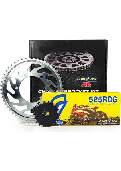 Zincir Dişli Seti Ducatı Panıgale (1199 Cc) (2012-2015) / Ducatı / Panıgale / 1199CC / Zincir: Sunstar SS525RDG (ÇELIK)-104 / Ön Dişli : Jt (15T) / Arka Dişli: Sunstar (39T) / 2012-2013-2014-2015
