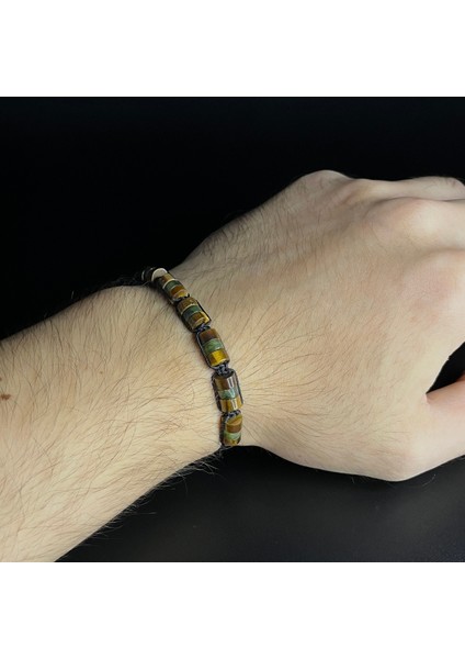 Kaplan Gözü ve Yeşim Makrome Doğal Taş Unisex Bileklik fırsatları