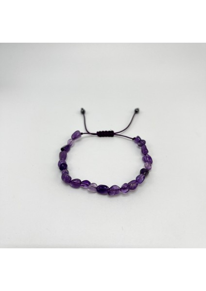 Ametist Natural Kesim Makrome Doğal Taş Bileklik