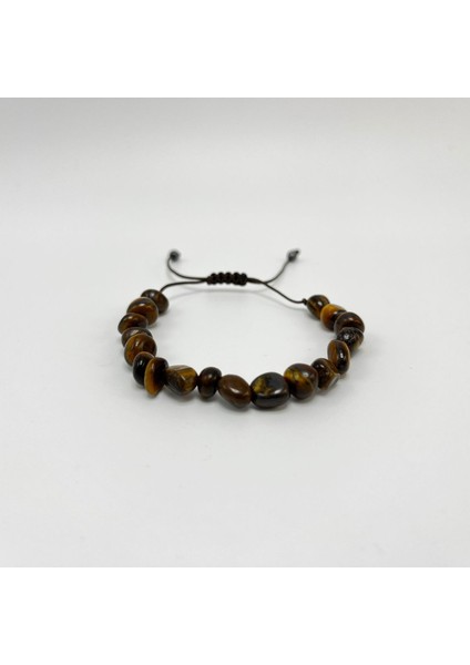 Kaplan Gözü Natural Kesim Makrome Doğal Taş Bileklik