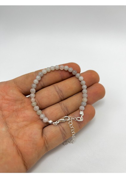 Labrodorit 4 mm 925 Ayar Gümüş Doğal Taş Bileklik Uzatma Zincirli indirimleri