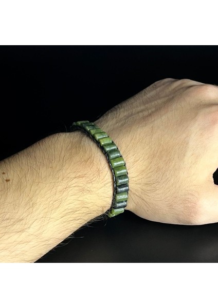 Yeşim Silindir Kesim Makrome Doğal Taş Deri Unisex Bileklik fırsatları