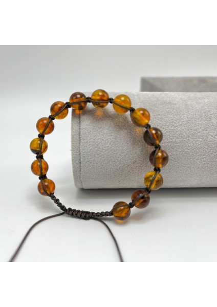 Yetişkin Damla Kehribar 8 mm Bileklik Makrome indirimleri