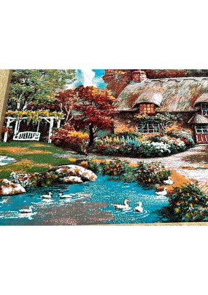 Hayallerdeki Ev Adlı Iran Tebriz Halı Tablo 101X81CM - Duvar Halı Kilim Tablo fırsatları