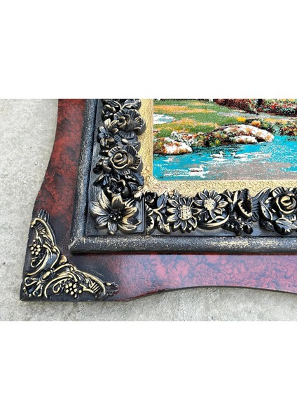 Hayallerdeki Ev Adlı Iran Tebriz Halı Tablo 101X81CM - Duvar Halı Kilim Tablo indirimleri
