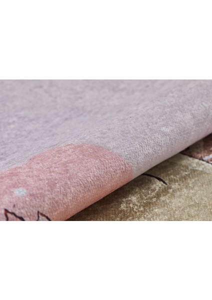 Çocuk Halısı ve Bebek Halısı Pembe Yıkanabilir Kaymaz Taban dijital BASKI HC009 fırsatları