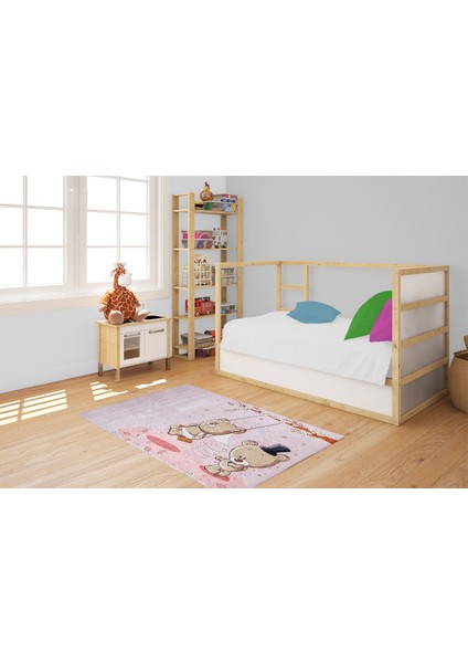 Çocuk Halısı ve Bebek Halısı Pembe Yıkanabilir Kaymaz Taban dijital BASKI HC009 indirimleri
