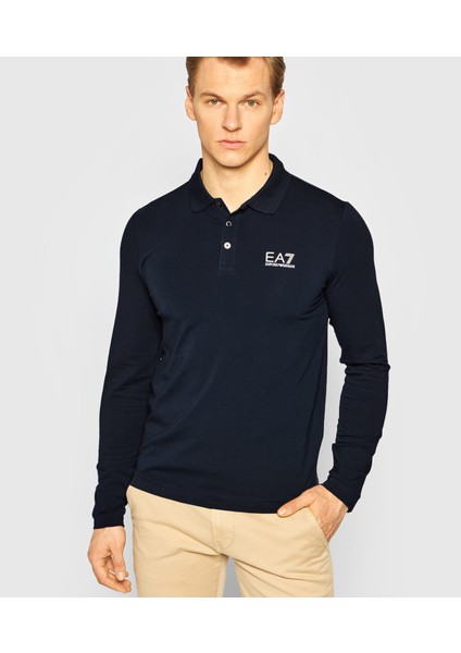 Erkek Pamuklu Uzun Kollu Düğme Kapamalı Mavi T-Shirt 8Npf05 Pjm5Z-578