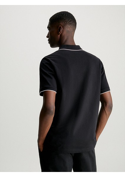Erkek Pamuklu Logolu Dokuma Kumaş Siyah Polo Yaka T-Shirt K10K112751-BEH fiyatları