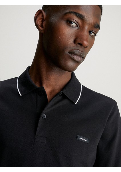 Erkek Pamuklu Logolu Dokuma Kumaş Siyah Polo Yaka T-Shirt K10K112751-BEH modelleri