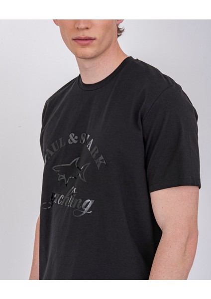 Erkek Logo Baskılı Bisiklet Yaka Normal Kesim Siyah T-Shirt 22411075-011 modelleri