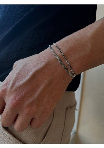 Ayna Ince Zincir Bileklik Çelik Unısex Silver Erkek Paslanmaz Çelik Kadın Suya Dayanıklı