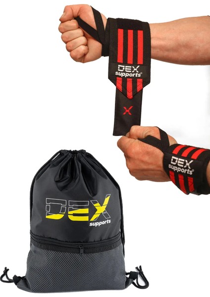 Dex Supports Lasting Energy Fitness Bilekliği Sporcu Bilekliği Wrist Wraps + Sackpack Spor Çanta 2'li Paket