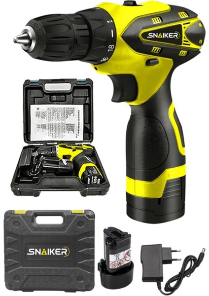 Tekno Trust Alman Titan Series 32 V X-S Çift Metal Şanzuman Çift Akülü Şarjlı Vidalama Matkap Sarı Setsiz