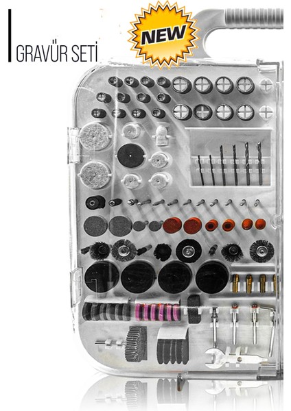 Tekno Trust SUPER199 199 Parça 500W Devir Ayarlı Hobi Gravür Oyma Makinesi Taşlama Zımpara Seti + Şaft Kablosu