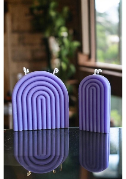 2li Set Rainbow Purple Candle Soya Wax Mora Mora Esanslı Mum Parafin Içermez