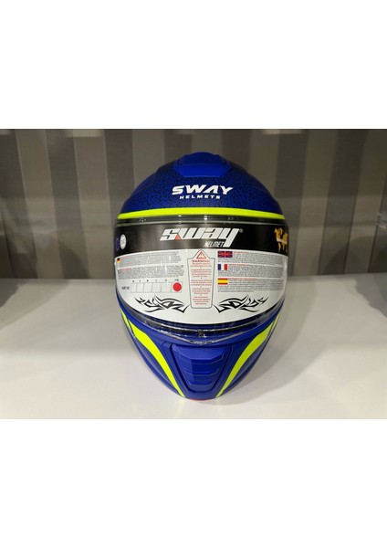 Kask SW-917 Stars Mat Blue/yellow Çene Açılır Güneş Gözlüklü