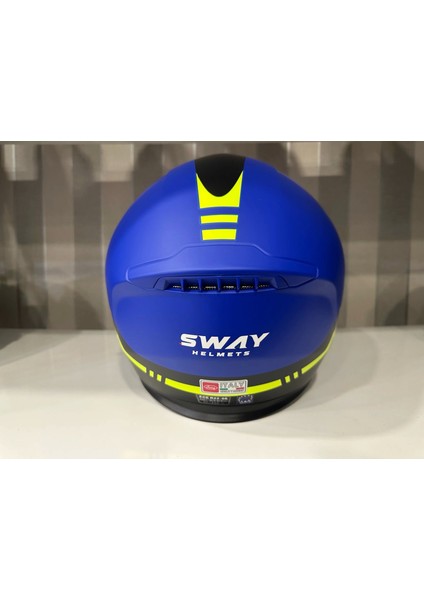 Kask SW-917 Stars Mat Blue/yellow Çene Açılır Güneş Gözlüklü