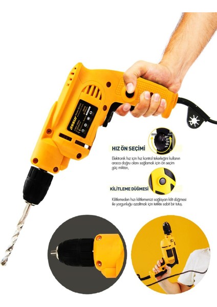 Tekno Trust Elektrikli Matkap 10MM Vidalama Sarı Renk M004-S1