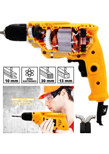 Tekno Trust Elektrikli Matkap 10MM Vidalama Sarı Renk M004-S1