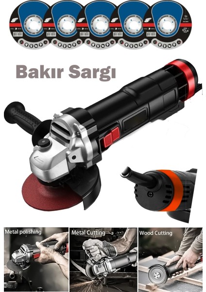 Tekno Trust Bakır Sargılı 115 mm Metal Şanzıman Avuç Içi Taşlama Sprial Makinesi ve 5 Taş Hediyeli