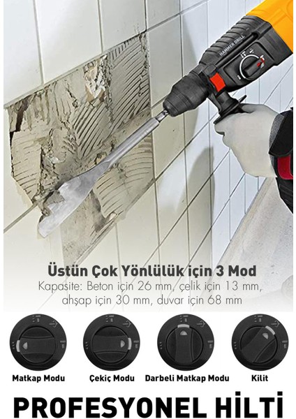 Tekno Trust Pro Kırıcı Hıltı Darbeli Matkap 2-28MM Renk H002 Sarı