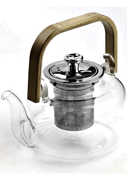 Ateşe Dayanıklı Çelik Süzgeçli Ahşap Saplı Lüx Cam Demlik 800ML-20812 fiyatları