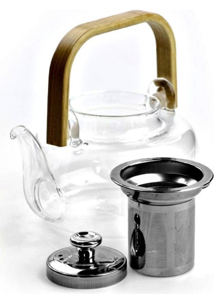 Ateşe Dayanıklı Çelik Süzgeçli Ahşap Saplı Lüx Cam Demlik 800ML-20812 modelleri