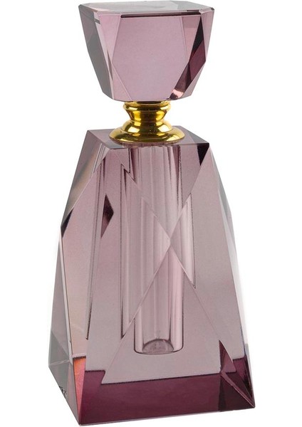 Bordo Gold Köşeli Cam Dekor Şişe 7X7X16 cm