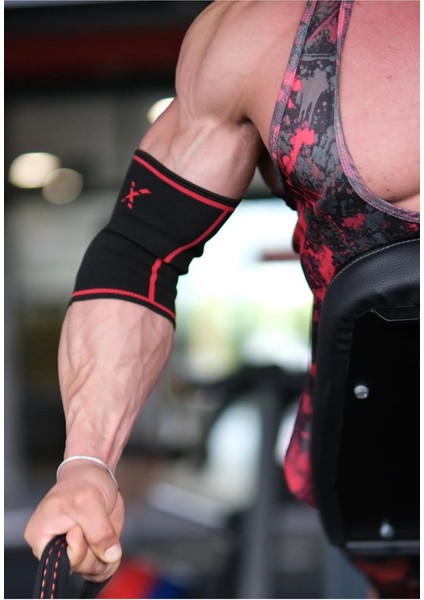 Dex Supports Lasting Energy Fitness Dirseklik Elbow Sleeve+Ağırlık Kaldırma Kayışı Pro Lifting Straps Turuncu 2'li Paket