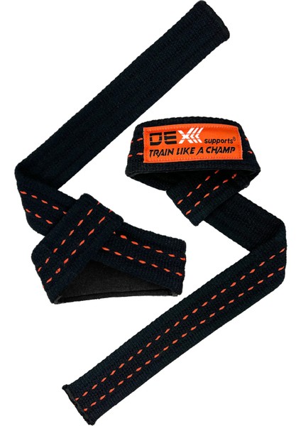 Dex Supports Lasting Energy Fitness Dirseklik Elbow Sleeve+Ağırlık Kaldırma Kayışı Pro Lifting Straps Turuncu 2'li Paket