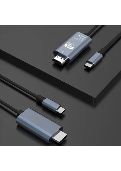 Type C 3.1 To HDMI 4K 60Hz Telefon Macbook Laptop Görüntü Aktarım Kablosu 2 Metre