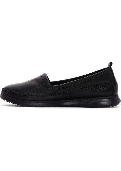 Kadın Siyah Deri Comfort Loafer