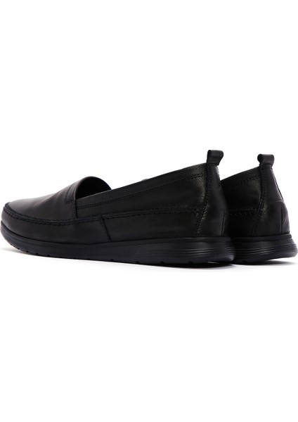 Kadın Siyah Deri Comfort Loafer