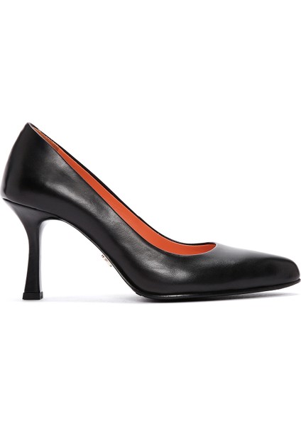 Flex Kadın Siyah Topuklu Deri Stiletto 24SFD260318