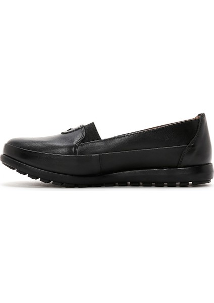 Kadın Siyah Deri Comfort Loafer