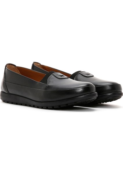 Kadın Siyah Deri Comfort Loafer