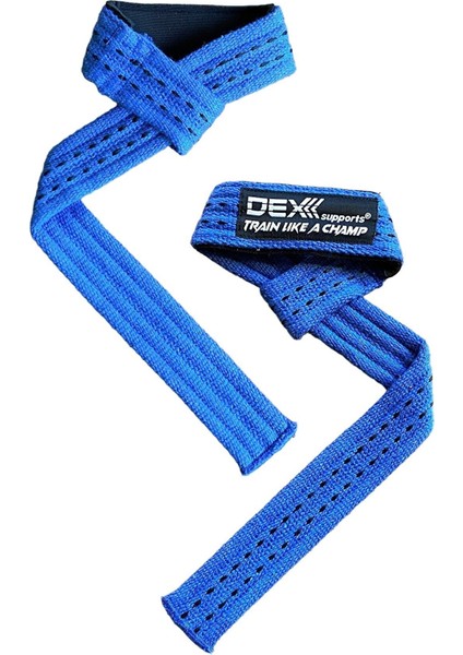 Dex Supports Lasting Energy Ağırlık Kaldırma Kayışı Lifting Straps Pro Mavi+Fitness Sporcu Dizlik Knee Sleeve 2'li Paket